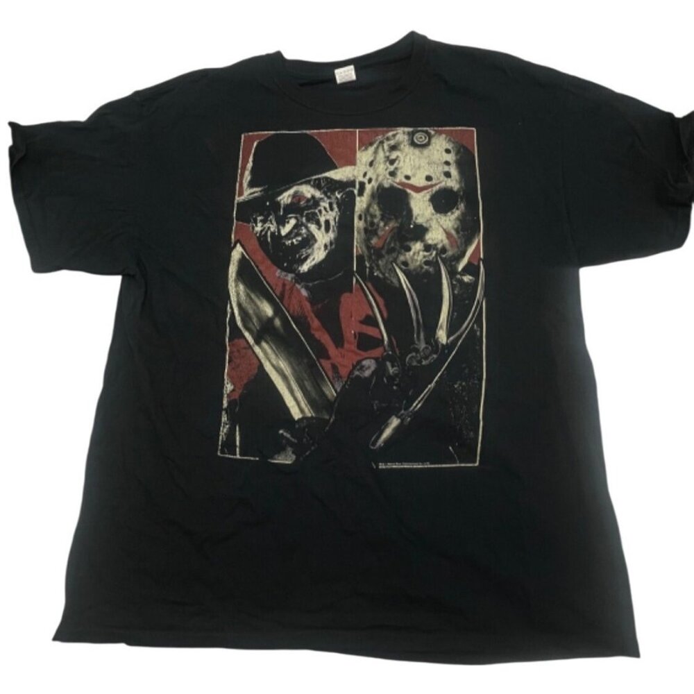 Freddy Vs Jason Graphic Black T-Shirt Warner Bros Entertainment Size XL READ